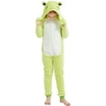 thumbnail image 3 of SWEETXIN Kids Frog One-Piece Pajamas Halloween Snug Plush Costume Sleepwear Christmas Gifts for Girls Boys 10Years, 3 of 7