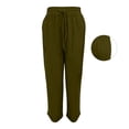 thumbnail image 5 of Cropped Linen Pants Women Petite Summer Casual Lightweight Ankle Length Loose Fit Straight Leg Trousers with Pockets 4XL, 5 of 5