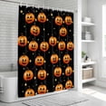 thumbnail image 6 of Halloween Shower Curtain, Waterproof Shower Curtains for Bathroom, Fall Orange Scary Pumpkin Star Black Washable Fabric Bathtub Curtain Set Bath Decor with 12 Hooks Long 72"x84", 6 of 8