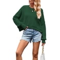 thumbnail image 3 of Suéter de Mujer de Otoño, Cuello Redondo, Tipo Murciélago, Estilo Pullover Verde XL, 3 of 7