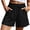 Black, variant on Linen Shorts for Women Summer Ruffle Waist Drawstring Pants with Pockets Casual Vacation Beach Flowy Shorts L