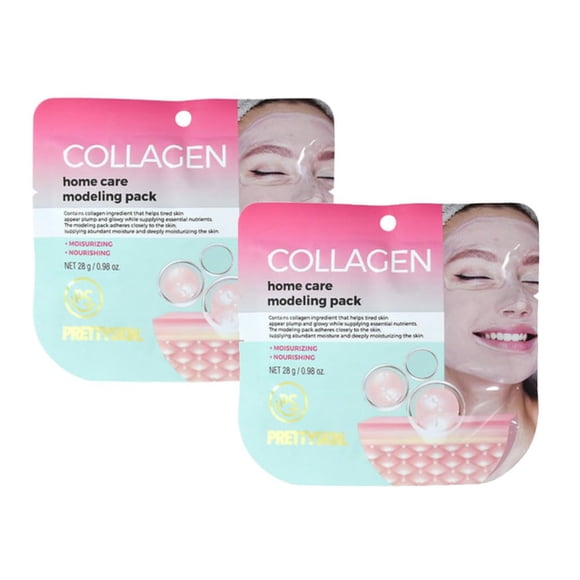 PS.PRETTYSKIN Paquete de mascarillas modeladoras coreanas con espátula (paquete de 2) (colágeno)