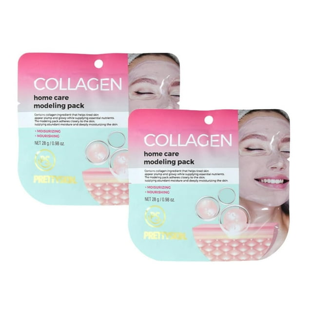 PS.PRETTYSKIN Paquete de mascarillas modeladoras coreanas con espátula (paquete de 2) (colágeno)