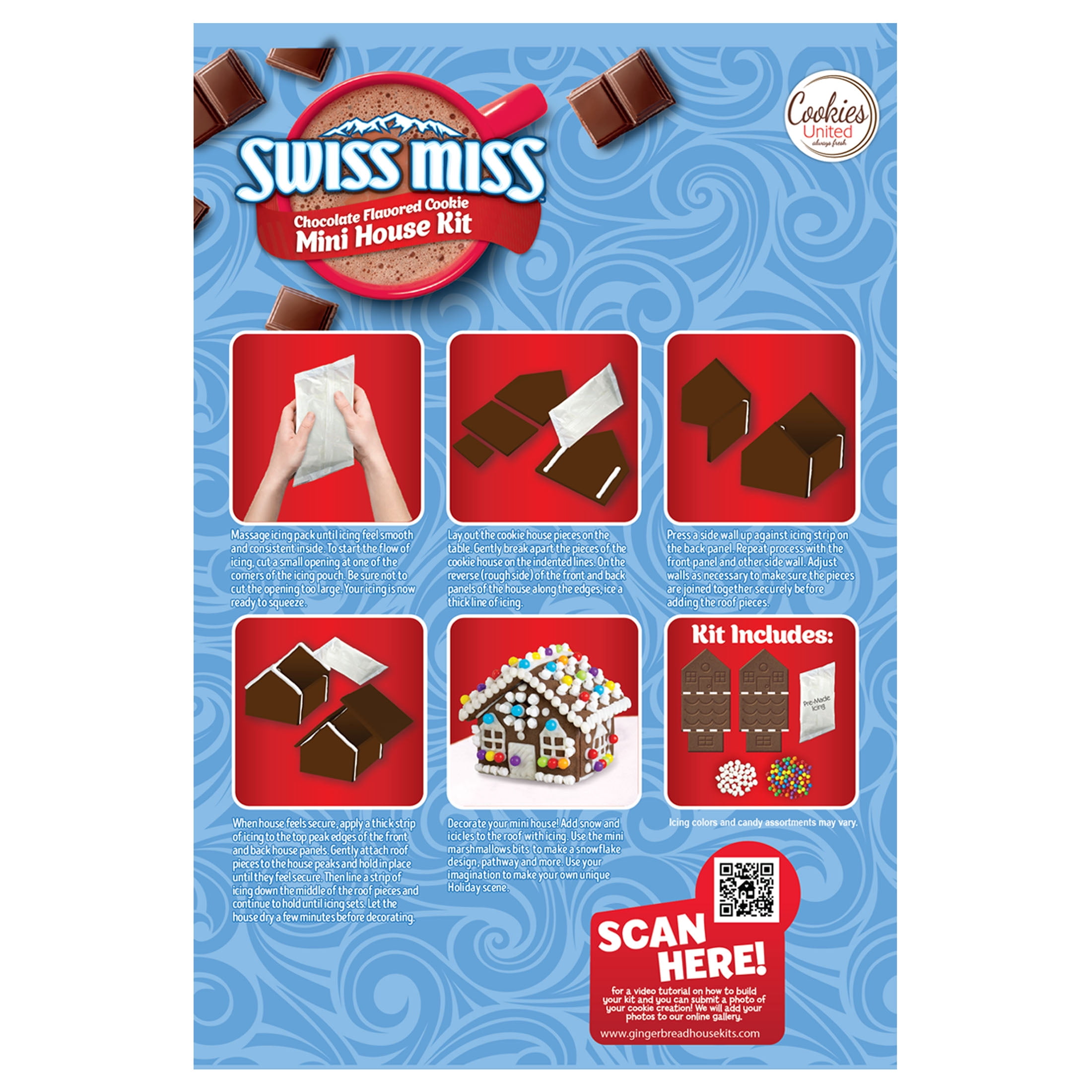 (2 pack) Swiss Miss Chocolate Flavored Build It Yourself Cookie Mini House Kit, 7 oz, Contains Wheat, Eggs, Soy, Milk
