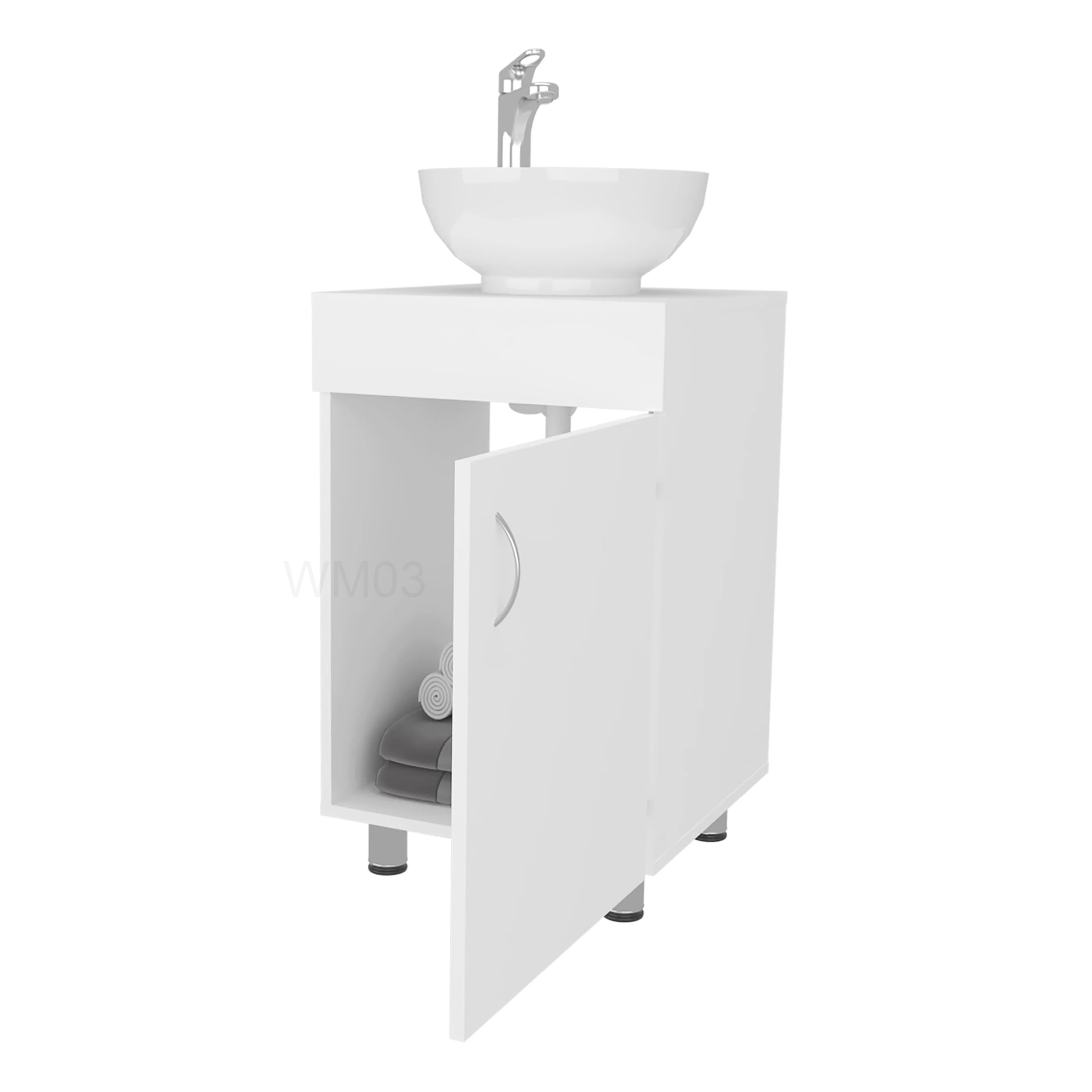 Compact White Bathroom Vanity with Integrated Sink and Drawer