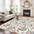 thumbnail image 2 of Rectangle Area Rugs 6 x 9 Ft, Paisley Flower Non-Slip Residential Carpet, Spring Watercolor Country Floral Leaf Plant Indoor Crawling Mats Runner Rugs for Living Room/Dining Room/Bedroom, 2 of 8