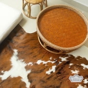 Medium Tricolor Cowhide Rug, 5x7 ft, Genuine Leather, Natural Cowhide for Modern & Rustic Decor