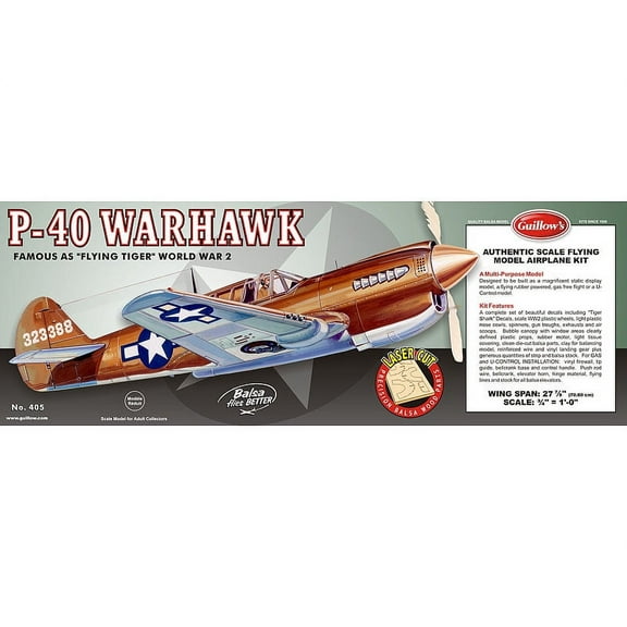 Guillow's Balsa Wood Model Airplane Kit, WW II Curtis P-40 Warhawk  GUI-405