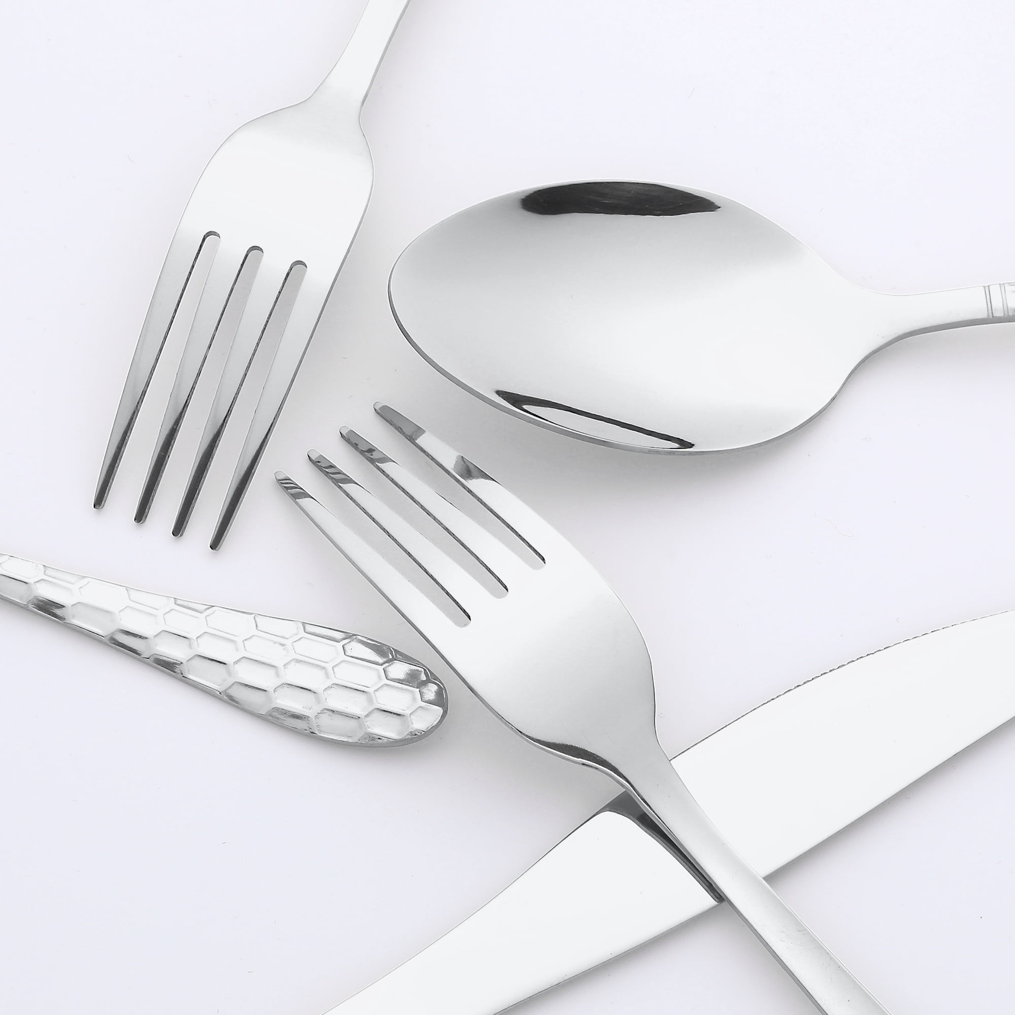 Unique Bargains 24 Pcs Stainless Steel Flatware Set Mirror Polished Cutlery Silver