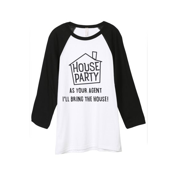 Thread Tank House Party Realtor Unisex 3/4 Sleeves Baseball Raglan White Black Large