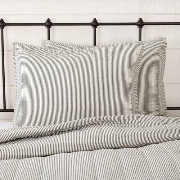 VHC Brands Hatteras Seersucker Blue Ticking Stripe Standard Sham 21x27