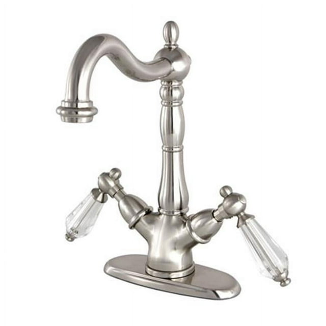 Kingston Brass KS1498WLL Robinet d'Évier avec Plaque de Pont, Nickel Satiné