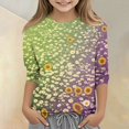 thumbnail image 5 of Abcomgle Girls Shirts 10-12 Crewneck 3/4 Sleeve Daisy Flower Sunflower Print Tops Summer Trendy Cotton Toddler Girls T-Shirts Cute Girls Blouse, 5 of 5