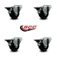 thumbnail image 2 of 3 Inch Soft Rubber Wheel Swivel Bolt Hole Caster Set with Posi Lock Brakes SCC, 2 of 2