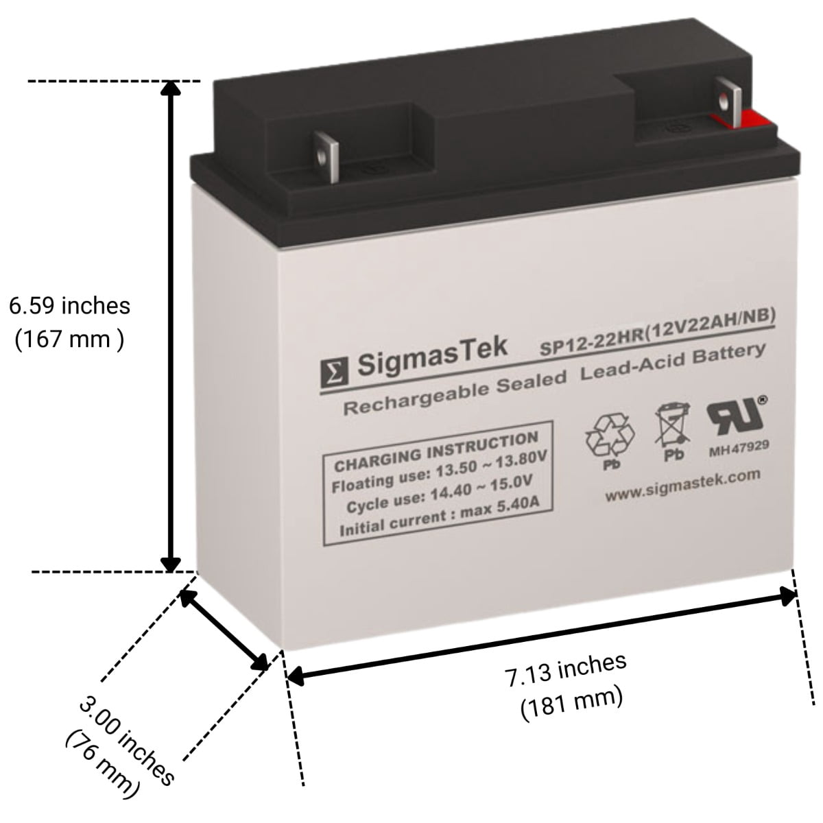 Jump N Carry JNC660 Jump Starter Replacement SLA Battery by SigmasTek 12V 22AH Rechargeable