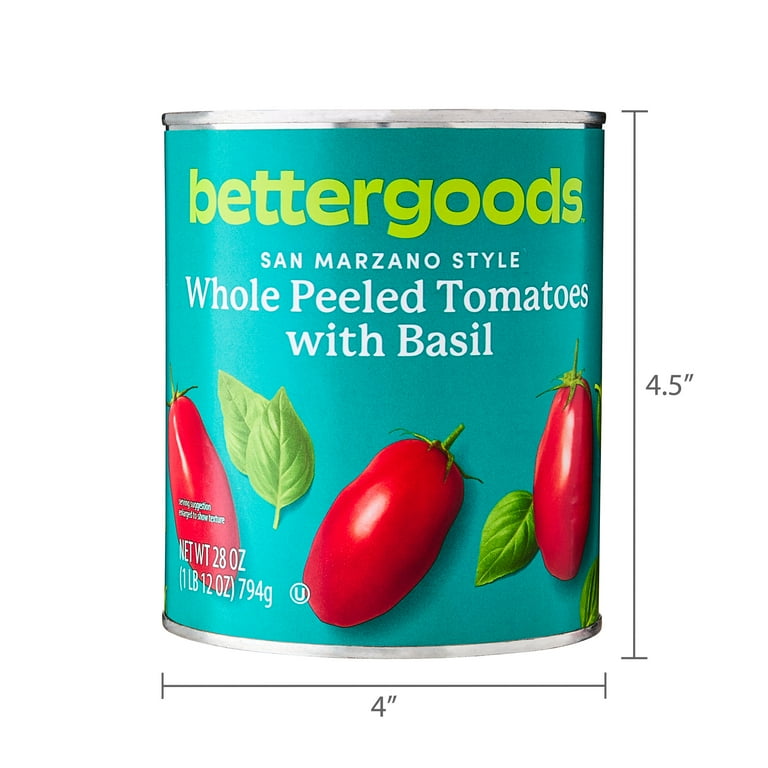 bettergoods San Marzano Style Whole Peeled Tomatoes with Basil, 28