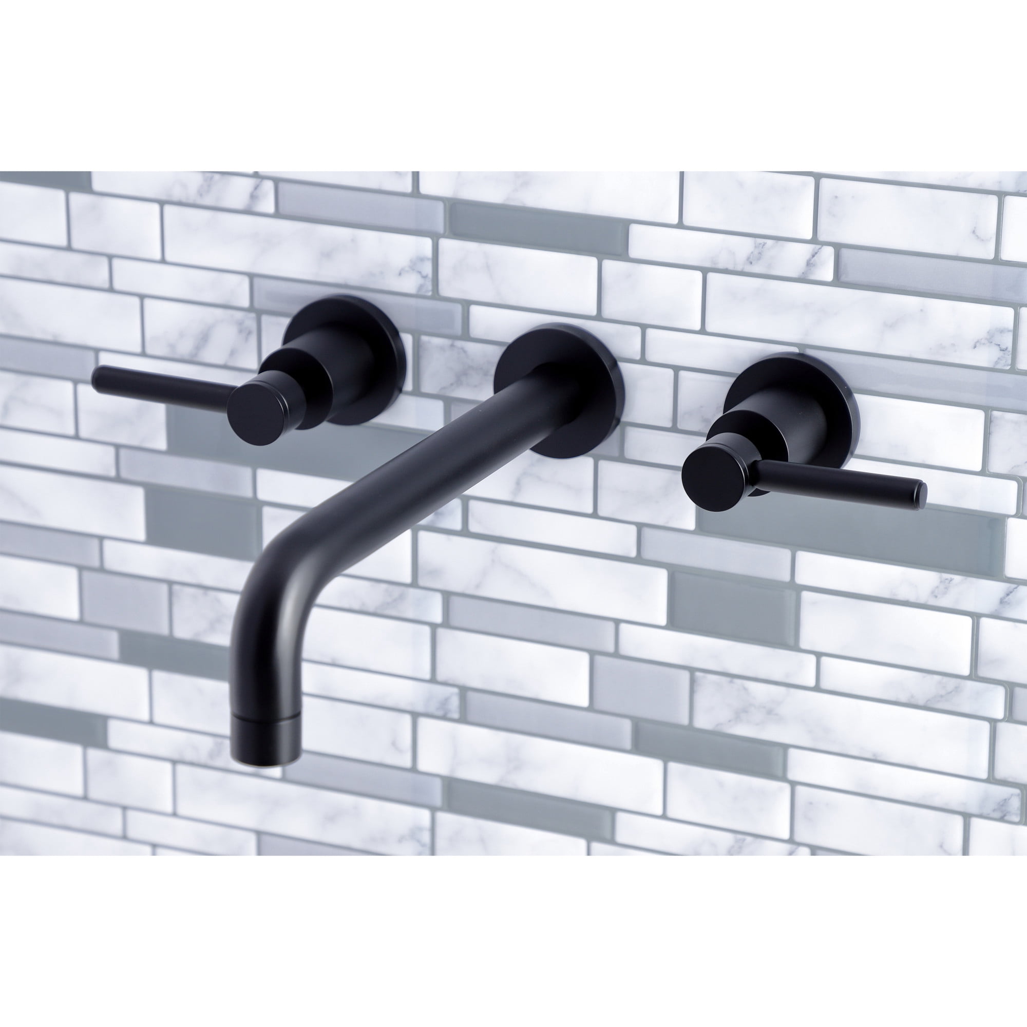 Kingston Brass KS8020DL Concord Two-Handle 3-Hole Wall Mount Roman Tub Faucet in Matte Black