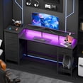 thumbnail image 2 of Satifur Gaming Desk with LED Lights & Power Outlets, 55" Computer Desk with 5 Fabric Drawers & Open Storage, Reversible Home Office Desk,Carbon Fiber Black, 2 of 9