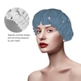 thumbnail image 3 of YFYANG Femmes Double Imperméable Shower Cap, Bleu Simple Motif Floral Cheveux Réutilisables Cap pour Tous les Styles de Cheveux et les Tailles de Tête, 3 of 6
