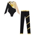 thumbnail image 4 of iixpin Gymnastic for Kids Girls Long Sleeve Metallic Leotard with Leggings Sets Team Uniform Unitard Ballet Dancewear Gold 16, 4 of 5