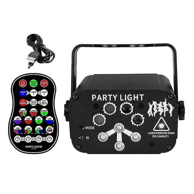 Escenario Fiesta Luces Espectáculo musical Navidad Dj Proyector Interior Rgb Decoración Luz Led Control remoto Iluminación de escenario Sonido activado Fiesta Casa Navidad - C-01 Kuyhfg Bienvenido a Kuyhfg