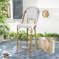 thumbnail image 2 of SAFAVIEH Zaid Outdoor Patio Stackable, Counterstool, Black/White/Brown, Set of 2, 2 of 11
