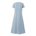 thumbnail image 6 of Tauxra Casual Dress for Women, Summer Short Sleeve Solid Color with Pockets, Soft Linen Blend Long Maxi Dress for Daily Wear, 6 of 6