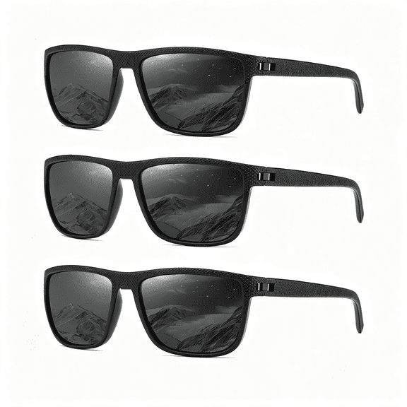 HBMYN 3 Pack Polarized Oversized Square Sunglasses for Women Men, Classic Retro Sun Glasses, for Driving Travel Outdoor Black Sunglasses for Men