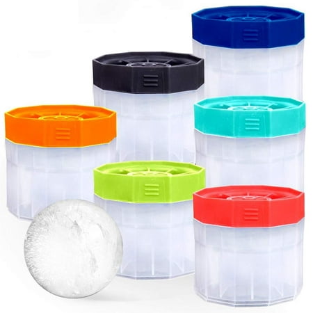 PREMIUM Ice Ball Molds 6-PACK - BPA Free 2.5 Inch Ice Spheres. Stackable Slow Melting Round Ice Cube Maker for Whiskey and