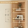 thumbnail image 3 of 68" Tall Fluted Corner Cabinet for Bathroom, Modern Living Room & Kitchen - 5 Adjustable Shelves, Space-Saving Natural Oak Storage, Curved Profile Design, 3 of 8