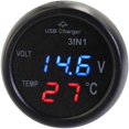 thumbnail image 1 of Multímetro digital multifuncional 3 en 1 para monitor de temperatura y voltaje, voltímetro para batería de automóvil y motocicleta, comprobador de temperatura, color negro, 1 of 5