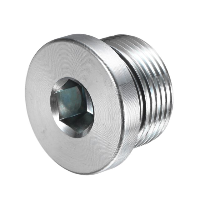 Uxcell 1-Pack Tapón de ajuste de tubería de cabeza hexagonal interior M24x1.5mm, tapón de sensor de acero inoxidable con anillo de sellado