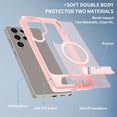 thumbnail image 4 of Dteck Magnetic Case for Samsung Galaxy S25 Ultra,Shockproof TPU+PC Anti-Slip Compatible with Mag Safe Case Adjustable Kickstand Frosted Translucent Matte Phone Cover,Pink, 4 of 6