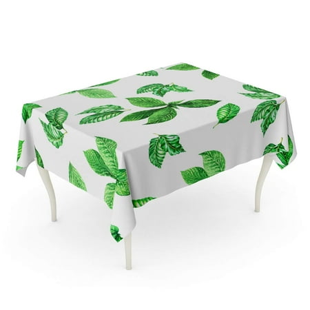 

SIDONKU Foliage Pattern Detailed Botanical of Exotic Leaves Mint Tablecloth Table Desk Cover Home Party Decor 52x70 inch