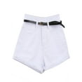 thumbnail image 1 of Women's Retro High Waisted Rolled Denim Jean Shorts with Pockets, 1 of 2