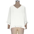 thumbnail image 7 of Women's Tops Short Sleeve V-Neck Plus Size Loose Ruffle Hem Cuffs Tee Top, 7 of 7