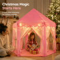 thumbnail image 3 of Wilwolfer Princess Castle Kids Indoor Play Tent, Pink Hexagon Fabric Playhouse with Star Lights, Large with Carrying Bag, 3 of 10