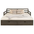 thumbnail image 2 of Modern Sofa Bed with 2 Storage Drawers, Wood Twin XL Size Storage Daybed with Trundle for Bedroom, Guest Room, No Box Spring Required, Grey, 2 of 7