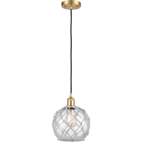 516-1P-SG-G122-8RW Innovations Lighting Farmhouse Rope-1 Light Mini Pendant in Industrial Style-8 Inches Wide by 10 Inches High -Traditional