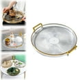 thumbnail image 2 of Kaireo Round Serving Tray Transparent,Round Serving Tray Plastic Tray with Handles Decorative Platter for Coffee Table Breakfast Drinks Snack Fruit Gold, 2 of 5