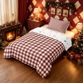 thumbnail image 2 of Erosebridal Old Fashion Gingham Twin Comforter Sets, Check Christmas Bedding Set, White Maroon, Christmas Reversible, 2pcs, 1 Comforter and 1 Pillowcase, 2 of 7