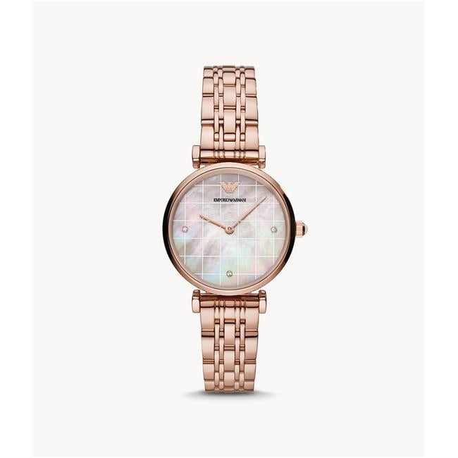 Emporio Armani Rose Gold Tone Ladies Watch Ar11385 Black 32 Mm