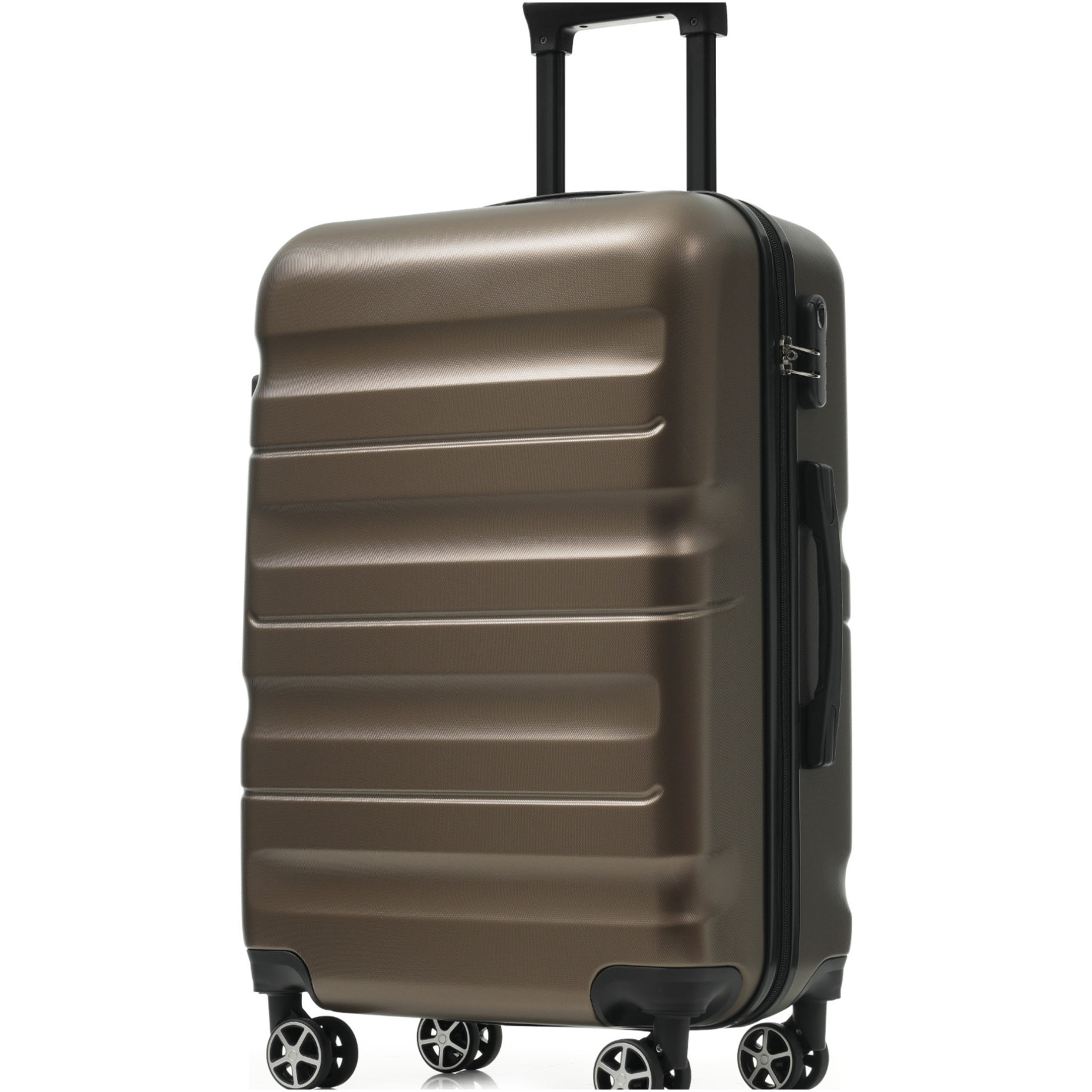 JERFIT 6-Piece Brown ABS Hardshell Luggage Set with Spinner Wheels, Lightweight Durable Suitcases for Travel, Carry On Included