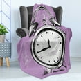 thumbnail image 4 of Hipster Soft Flannel Fleece Throw Blanket, Retro Alarm Clock with Grunge Effects Classic Vintage Sleep Graphic, Cozy Plush for Indoor and Outdoor Use, 70" x 90", Purple White Black, by Ambesonne, 4 of 5