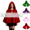 thumbnail image 3 of BFHHYA Little Red Riding Hood Cape Womens Short Hooded Cloak with Front Bow Tie Solid Color Flowy Shawl Cloak for Halloween Party Photo Shooting, 3 of 7