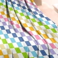 thumbnail image 3 of Pastel Color Checkered Pattern Blanket,Comfortable Soft Flannel Throw Blanket,All Season,Warm Lightweight Blankets for Sofa Bed Couch Living Room Chair,30"x40", 3 of 4