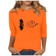 thumbnail image 1 of Wanfds Orange Ladies Tops 2025 Short Sleeve Crew Neck Three-Quarter Sleeve Top XL, 1 of 5