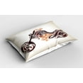 thumbnail image 2 of Ambesonne Brown Orange Pillow Sham 2 Pack, Curvy Floral Bike, 30"x20", Warm Taupe Burgundy, 2 of 3