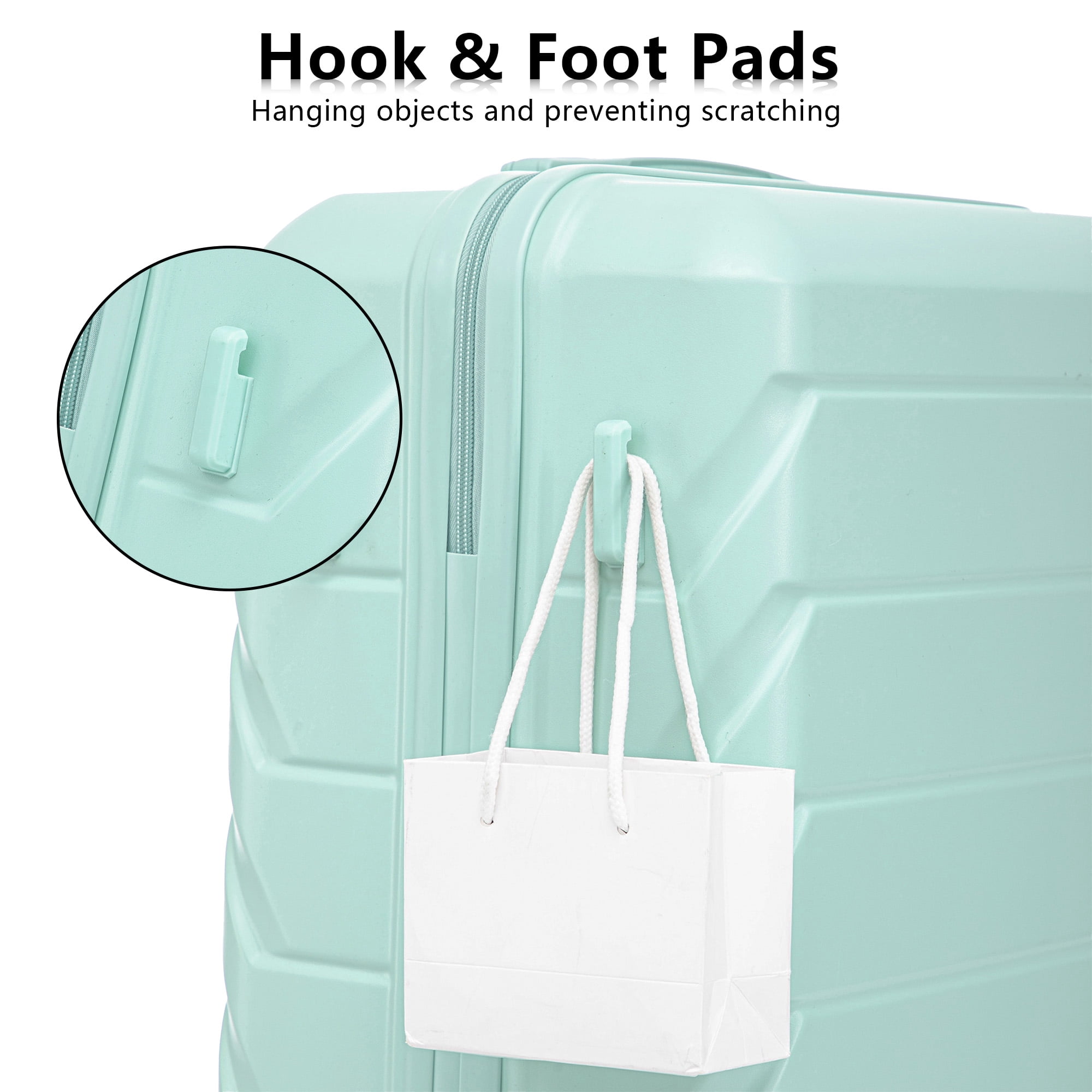 Alvantor 3Pcs Luggage Set, ABS Hardside Spinner Suitcase with Combination Lock, 20/24/28 Inch, Mint Green