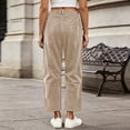 thumbnail image 4 of GEWSEY Womens Corduroy Pants High Waisted - Wide Leg Pant Casual Loose Trousers with Pocket Fall Winter Outfits (Khaki, XS), 4 of 6
